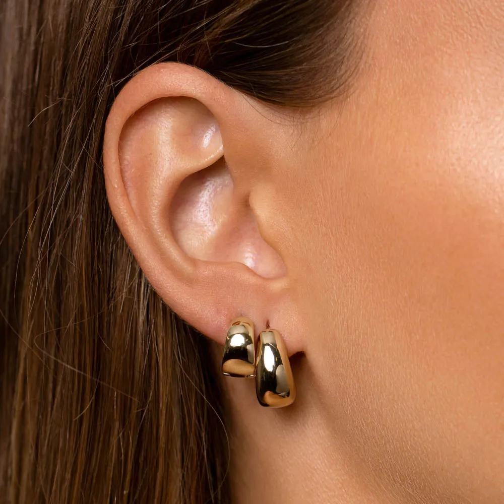 Dome Huggie Hoops in Gold