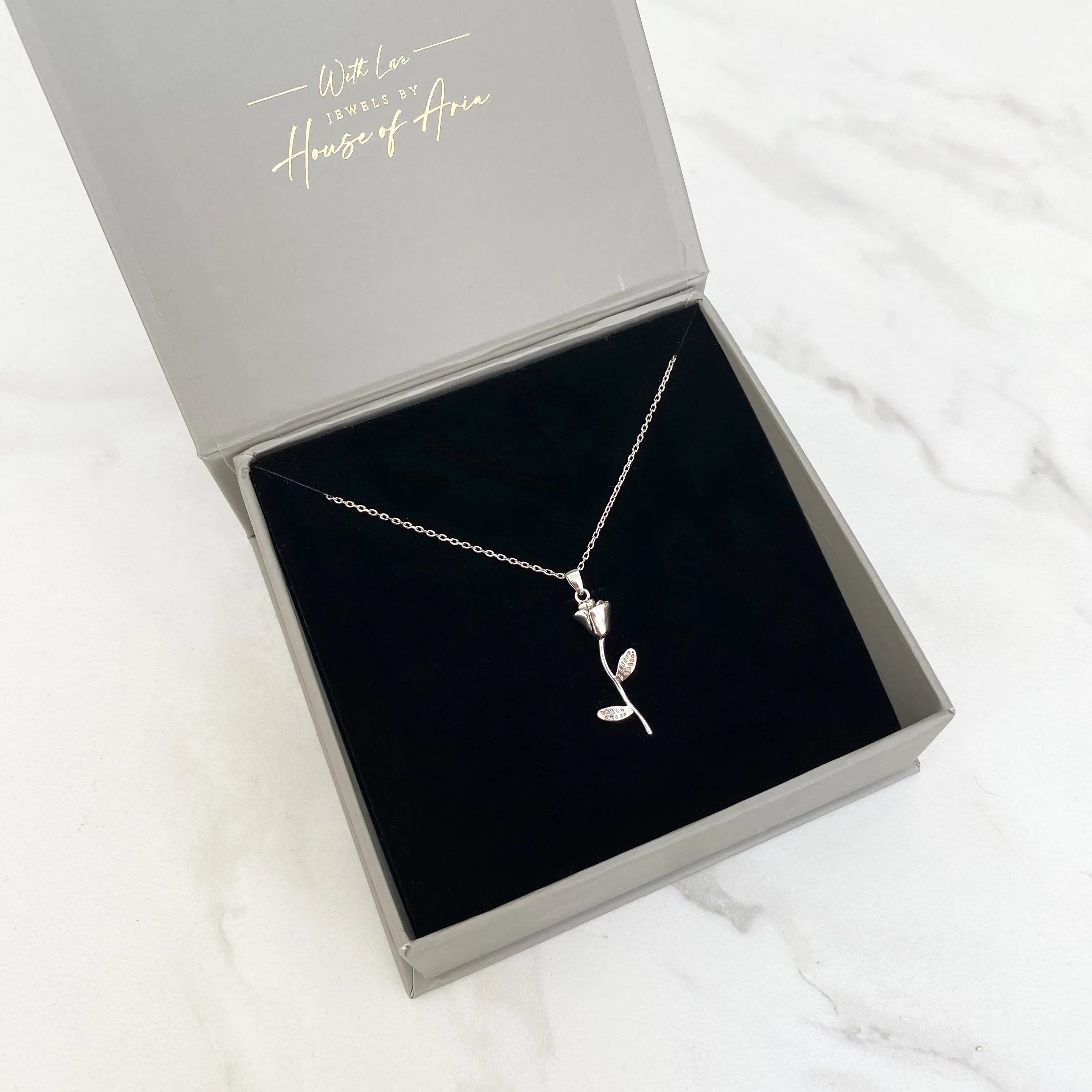 ETERNAL Sterling Silver Rose Stem Necklace (3 colours)