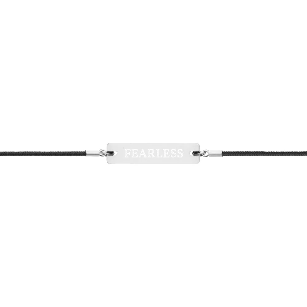 FEARLESS Engraved Silver Bar String Bracelet