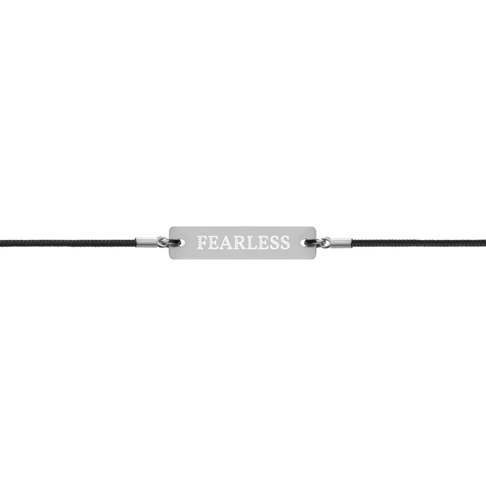 FEARLESS Engraved Silver Bar String Bracelet
