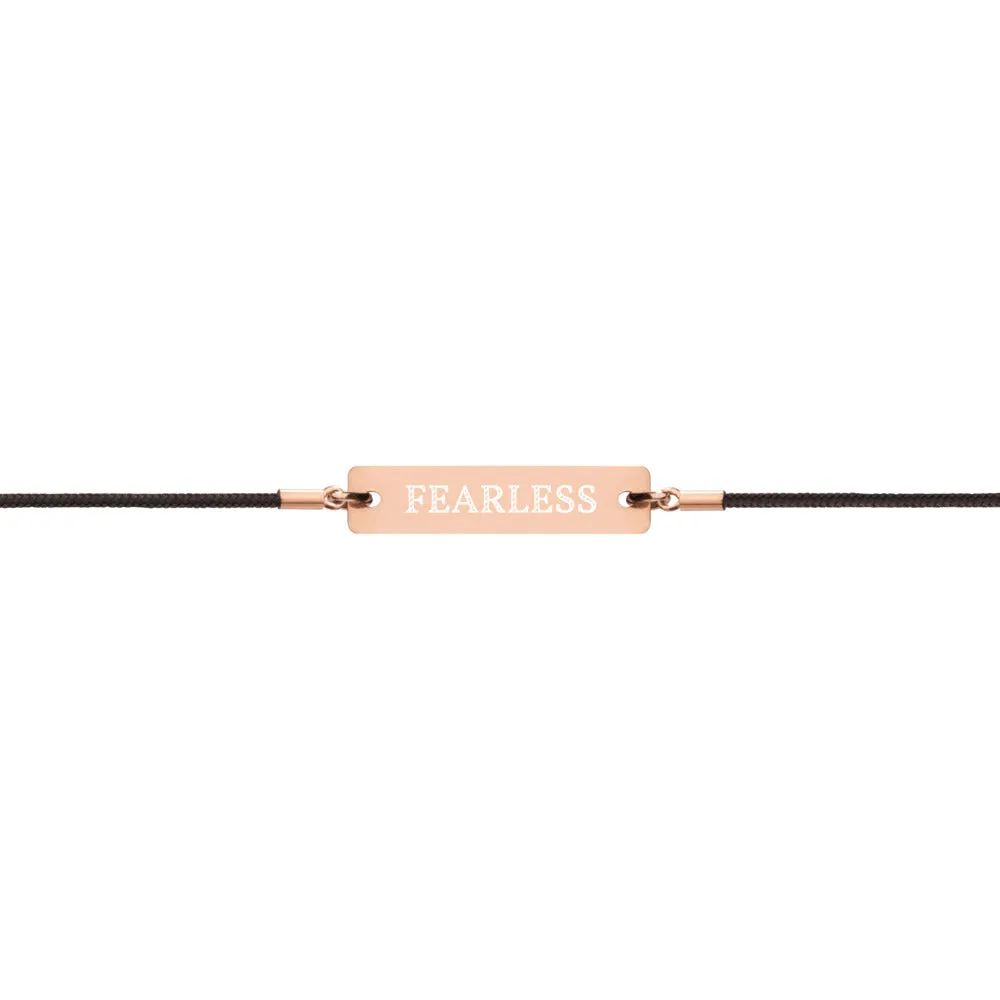 FEARLESS Engraved Silver Bar String Bracelet