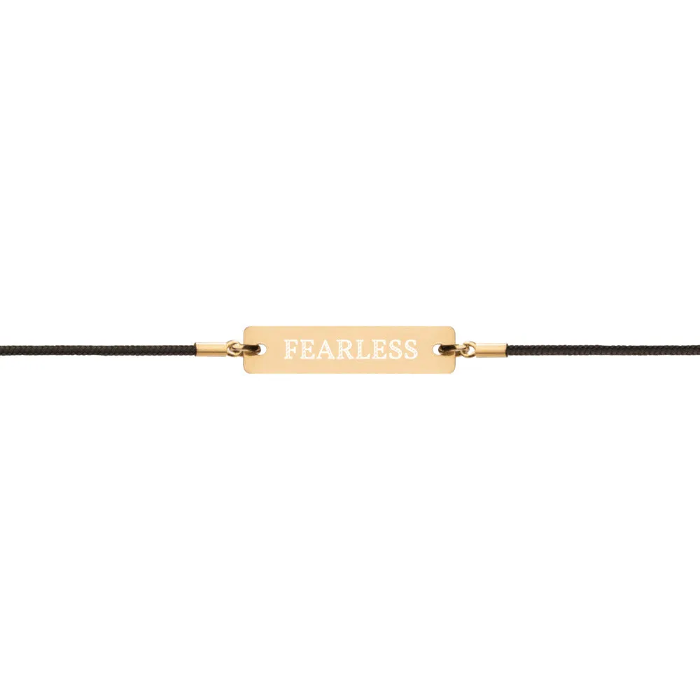 FEARLESS Engraved Silver Bar String Bracelet