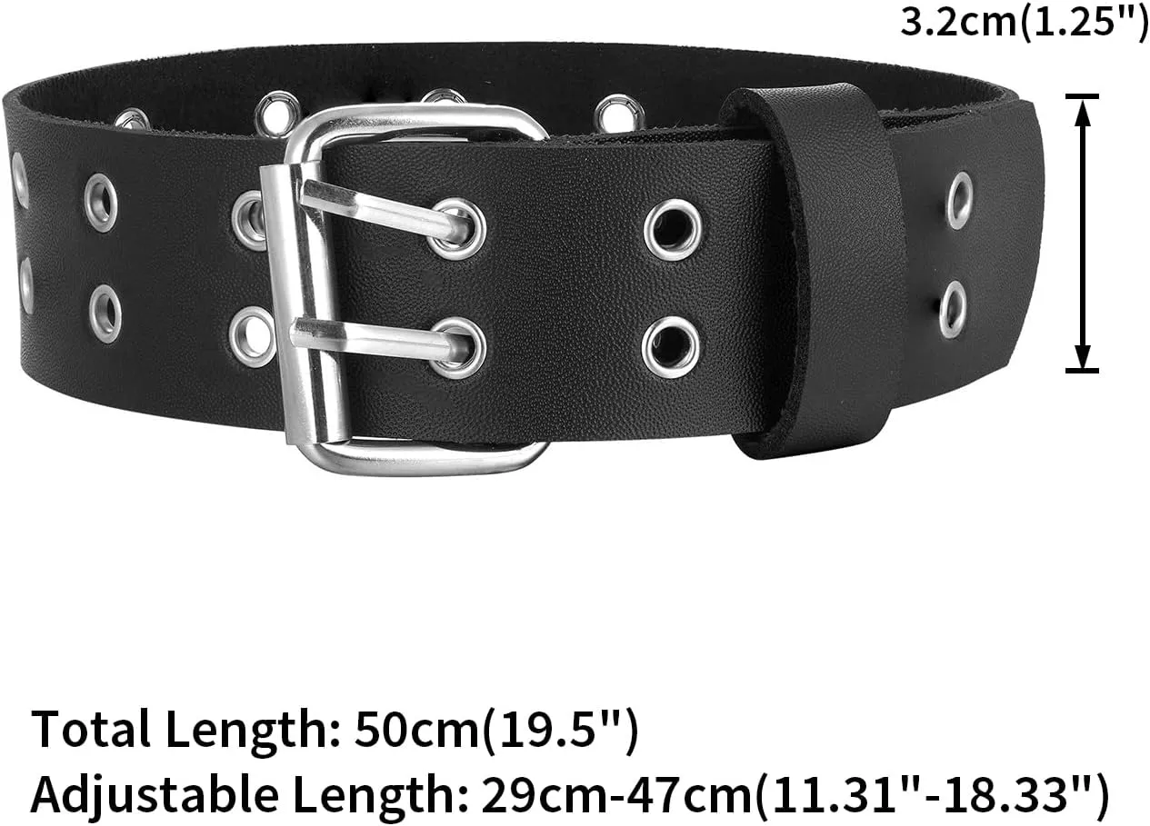 FM FM42 Multicolor PU Simulated Leather Silvert-tone Buckle 3.2cm Width Belt Adjustable Collar Choker Necklace