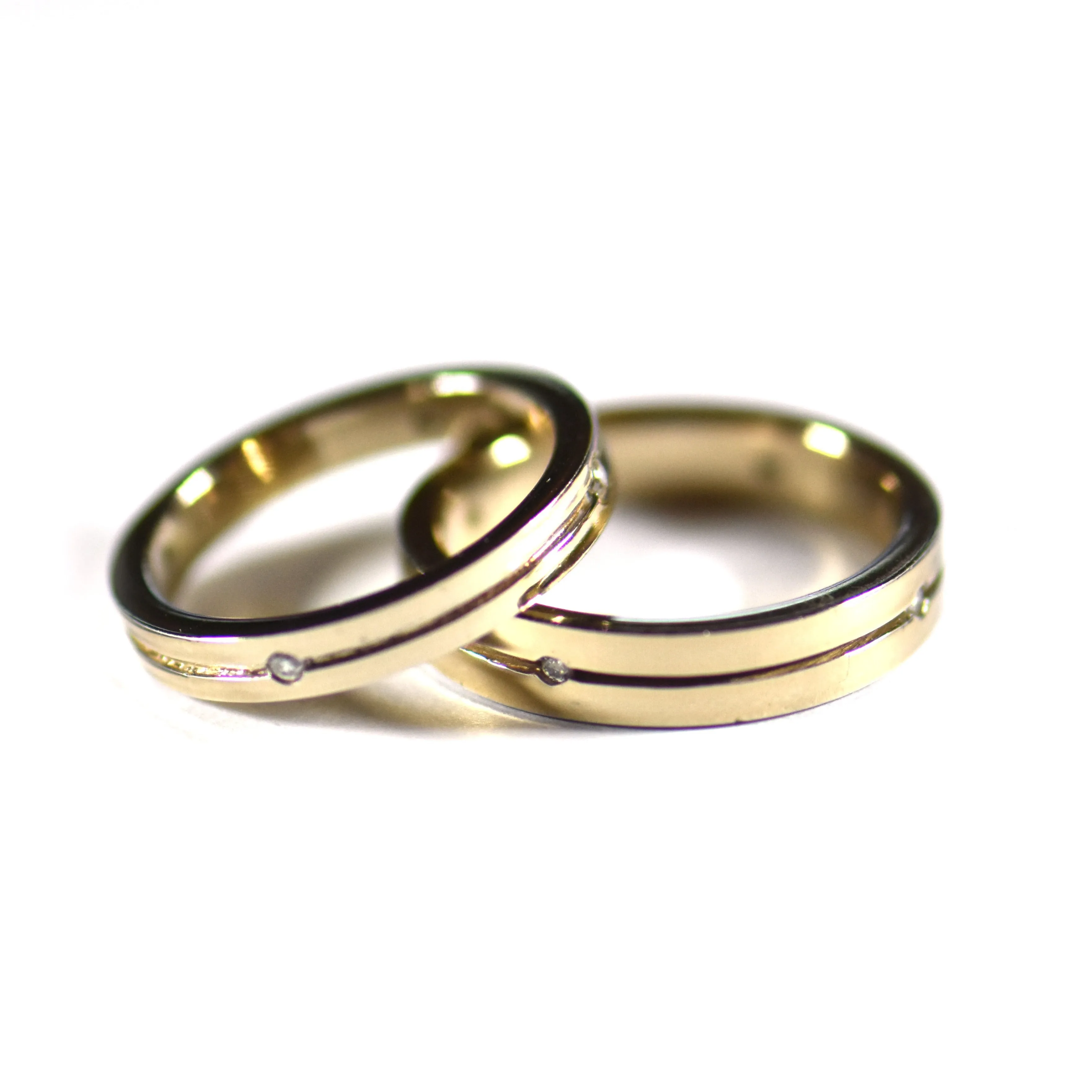 Four CZ silver ring with brown plating
