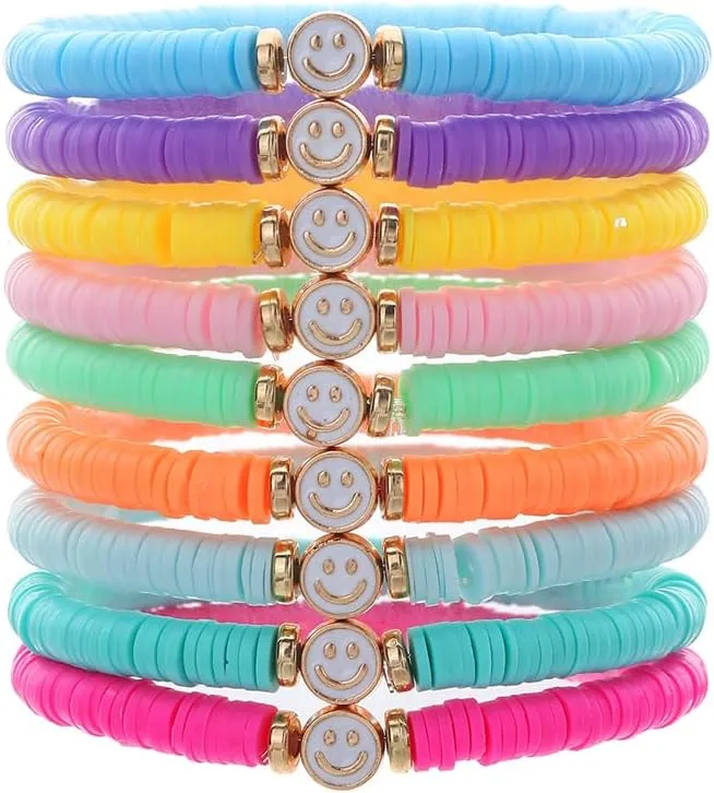Friendship Bracelets - Beaded Bracelets Set for Teen Women, Stretchable Preppy Bracelets, Stackable & Colorful Bracelets - Ideal Gifts, 4th of July, Halloween, Christmas