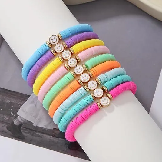 Friendship Bracelets - Beaded Bracelets Set for Teen Women, Stretchable Preppy Bracelets, Stackable & Colorful Bracelets - Ideal Gifts, 4th of July, Halloween, Christmas