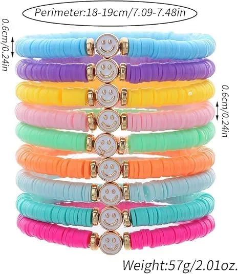 Friendship Bracelets - Beaded Bracelets Set for Teen Women, Stretchable Preppy Bracelets, Stackable & Colorful Bracelets - Ideal Gifts, 4th of July, Halloween, Christmas