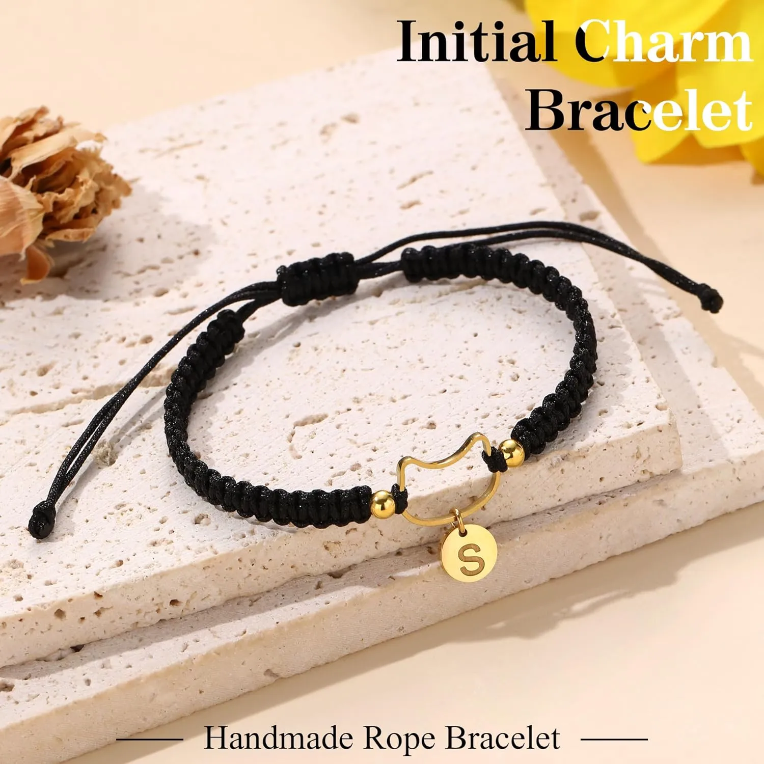 Friendship Bracelets Charm Bracelets for Women Trendy String Rope Braided Bracelet Birthday Gifts for Women Initial Bracelets Cute Jewelry for Teen Girls