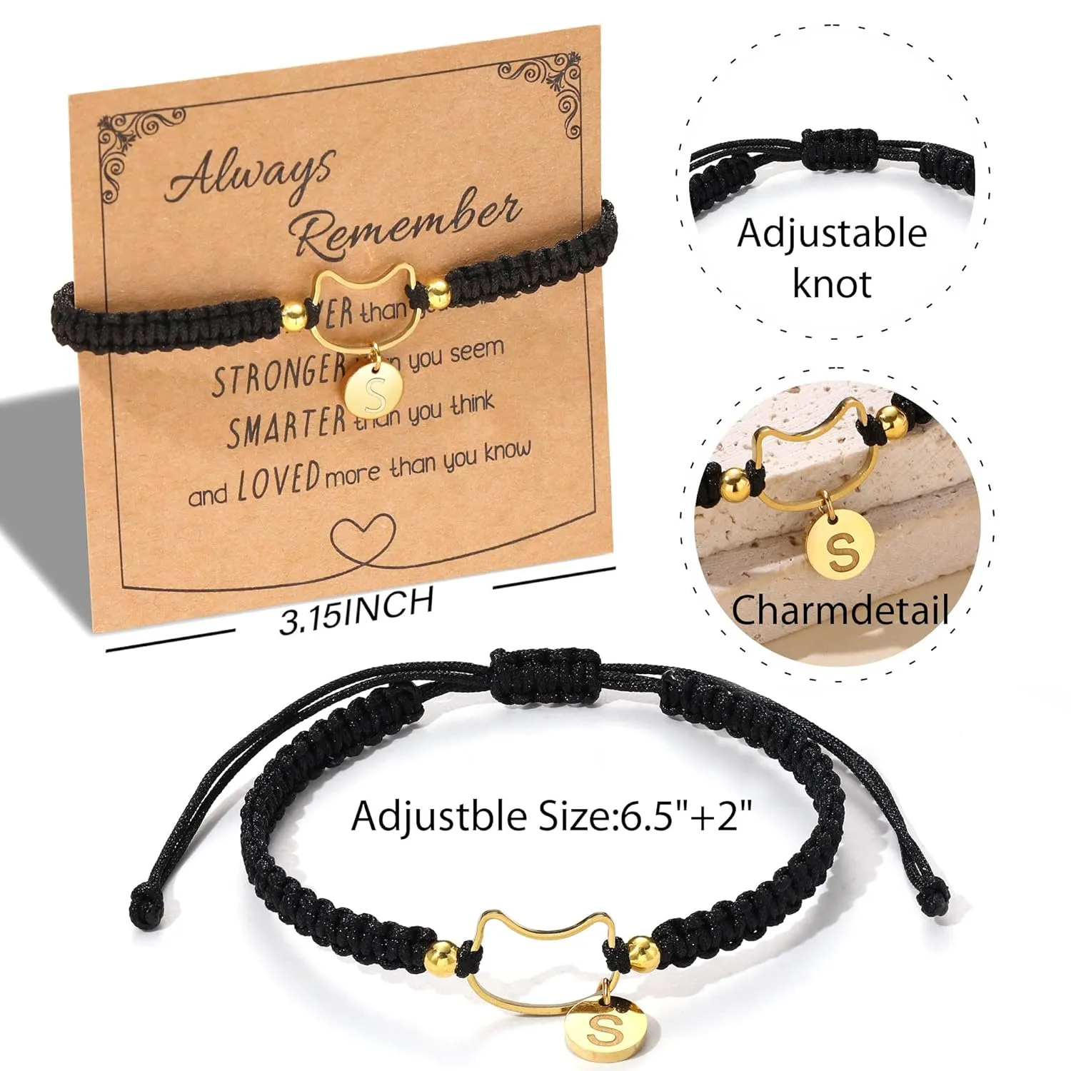 Friendship Bracelets Charm Bracelets for Women Trendy String Rope Braided Bracelet Birthday Gifts for Women Initial Bracelets Cute Jewelry for Teen Girls