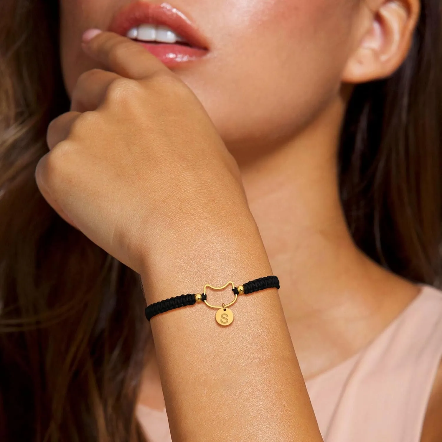 Friendship Bracelets Charm Bracelets for Women Trendy String Rope Braided Bracelet Birthday Gifts for Women Initial Bracelets Cute Jewelry for Teen Girls