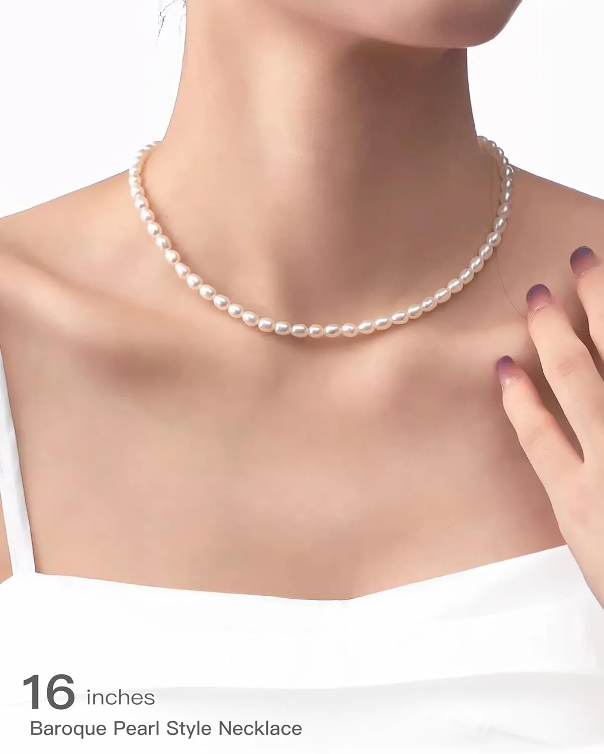 Genuine Pearl Necklace for Teen Girls/Women/Men, 16 Inches Choker/ 20 Inches Necklace, Unique Jewelry Gifts