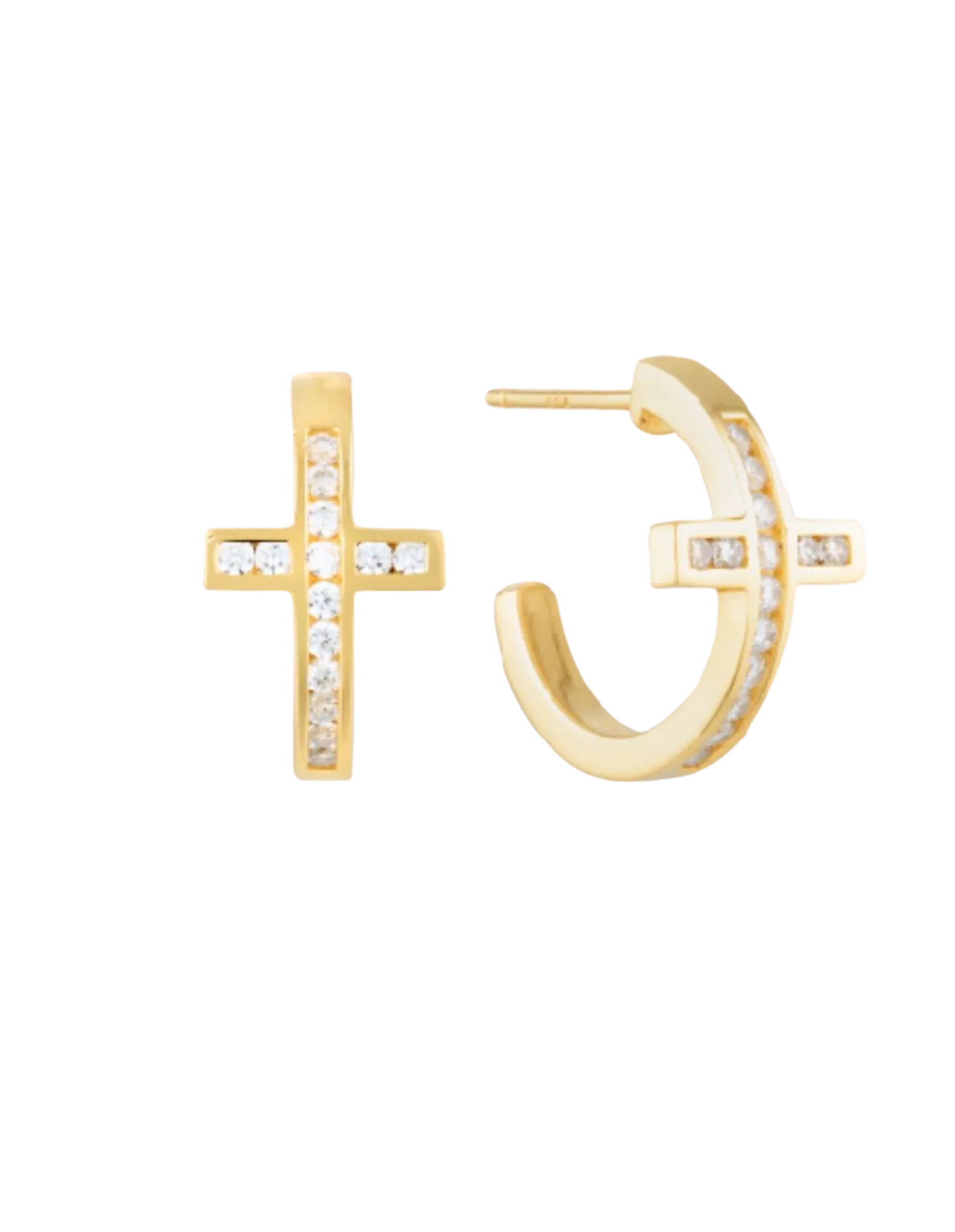 Georgini Spiritus Cross Hoop Earrings - Gold