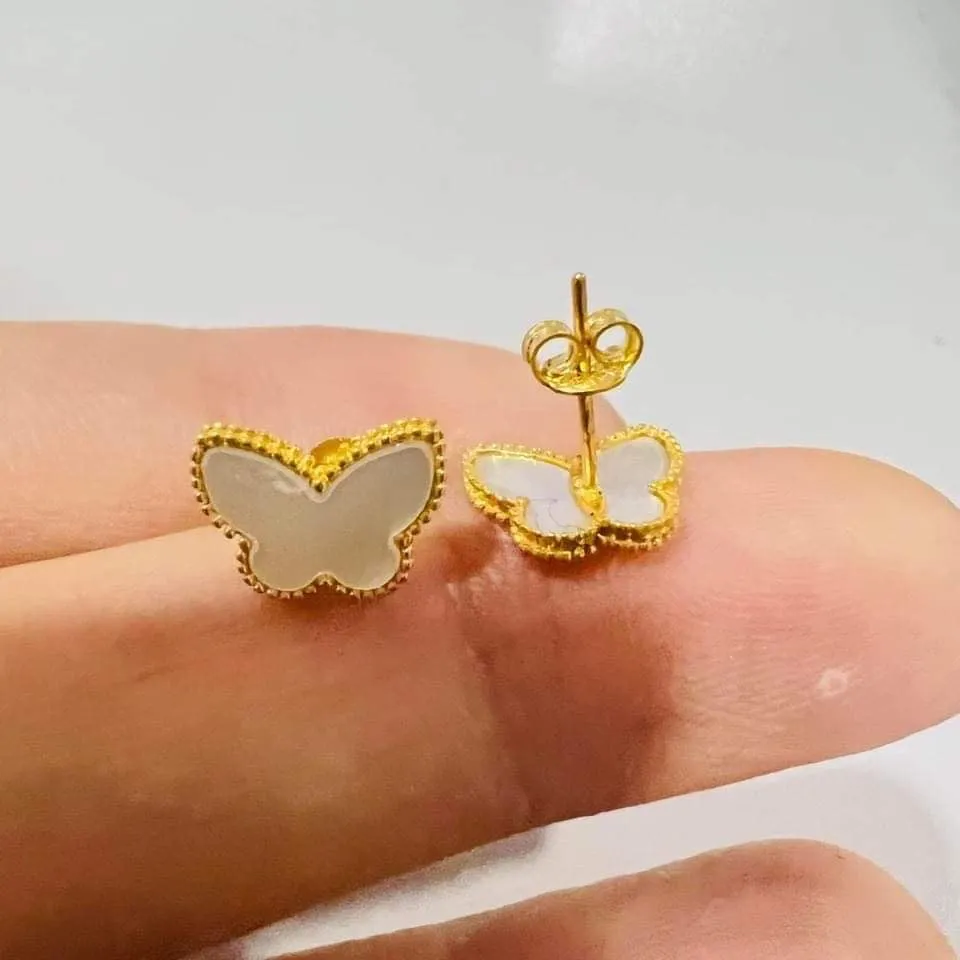 #GOLD2024 | 18K Golden Mother of Pearl Butterfly Stud Earrings