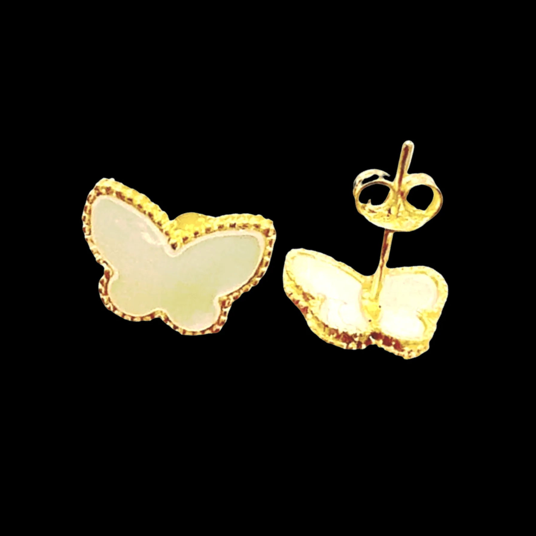 #GOLD2024 | 18K Golden Mother of Pearl Butterfly Stud Earrings