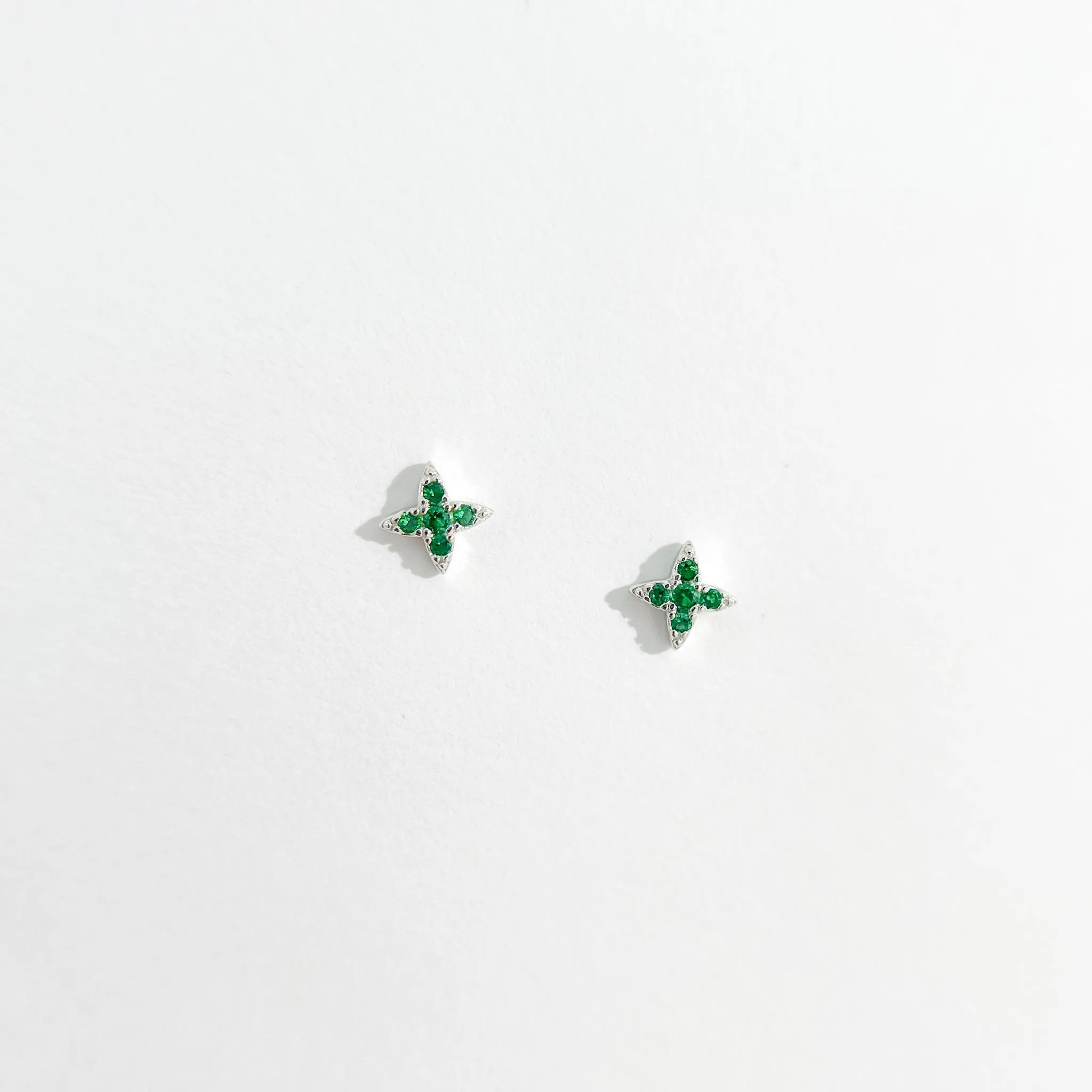 Green Gem Estrella Studs in Silver