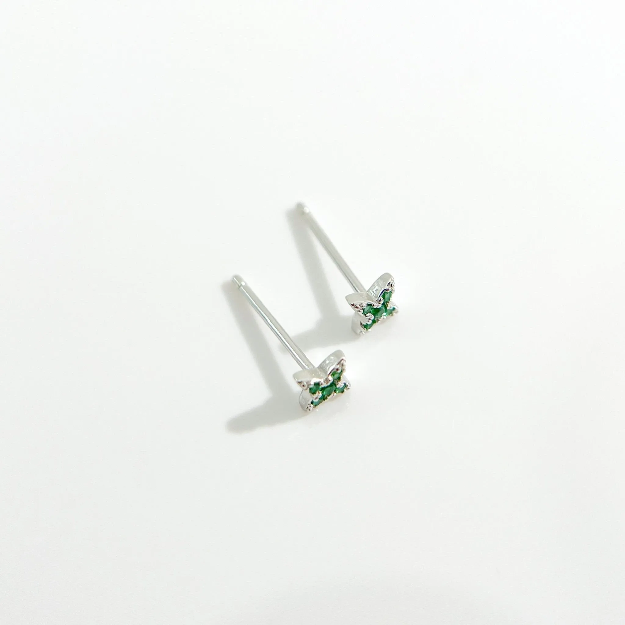 Green Gem Estrella Studs in Silver