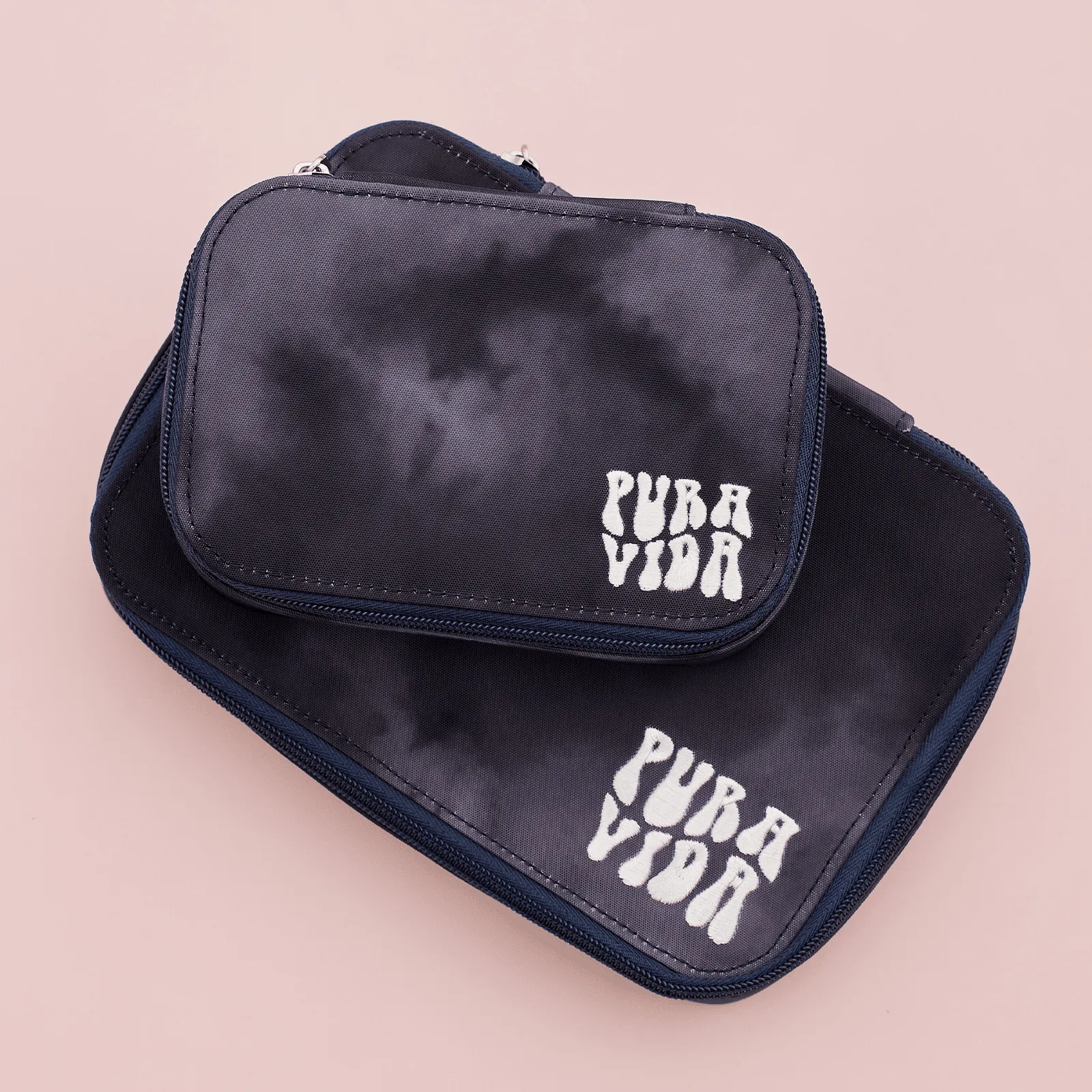 Stylish Grey Tie-Dye Travel Jewelry Case