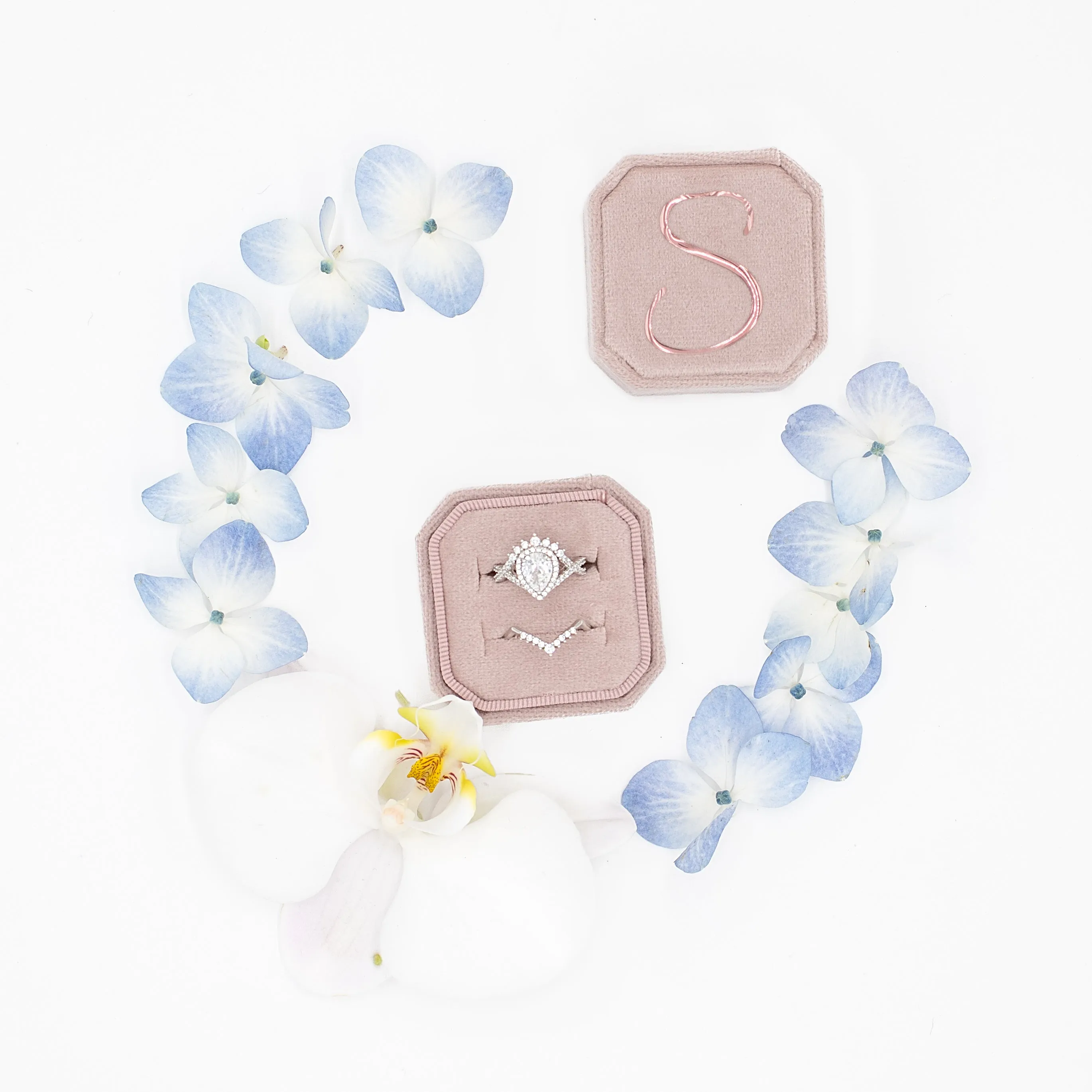 Harper White Sapphire Ring Set- Sterling Silver