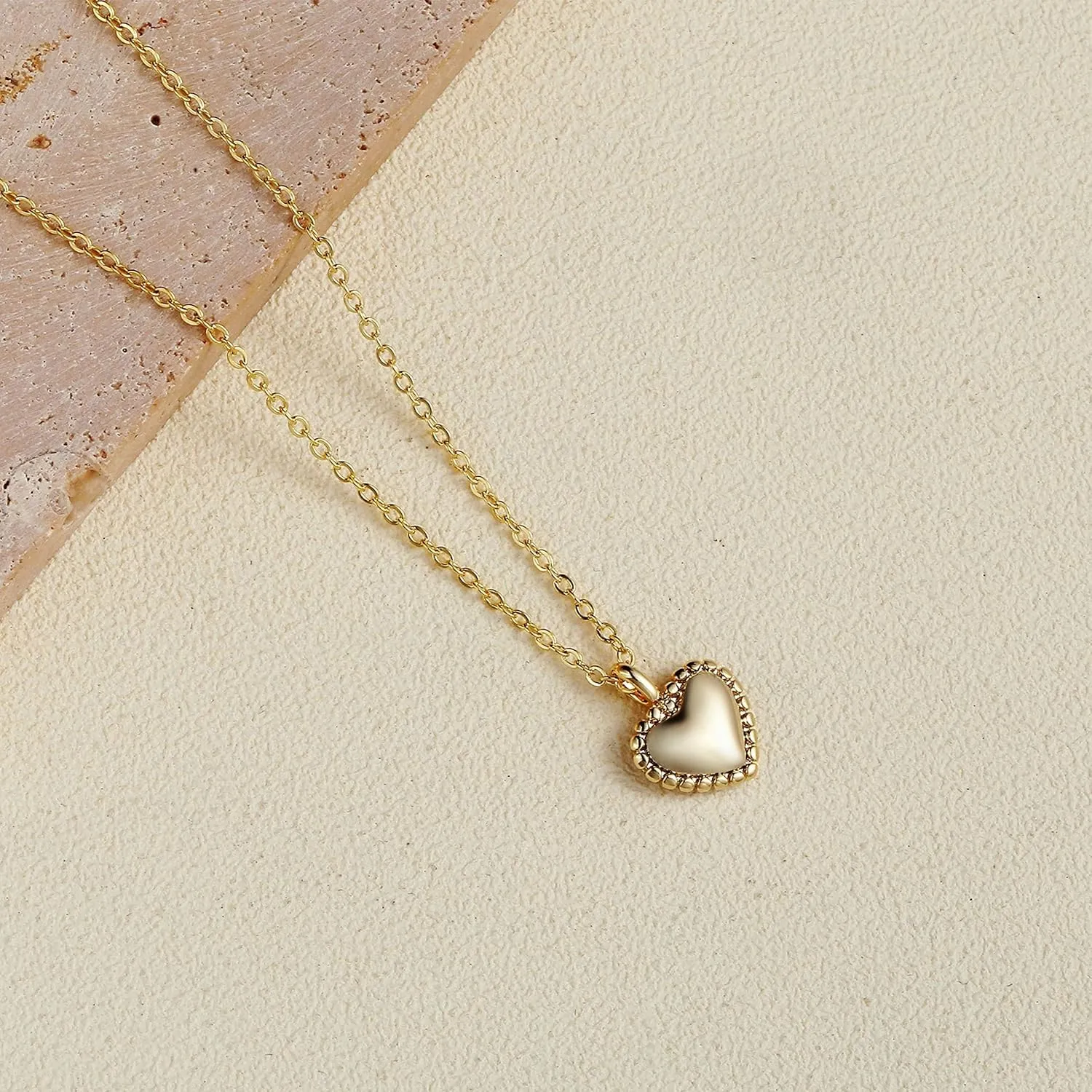 Heart Necklace for Women 14k gold Plated Tiny Heart Pendant Necklace Dainty Small Cubic Zirconia Open Flower Heart Cute choker necklace Minimalist Jewelry Necklace Gifts
