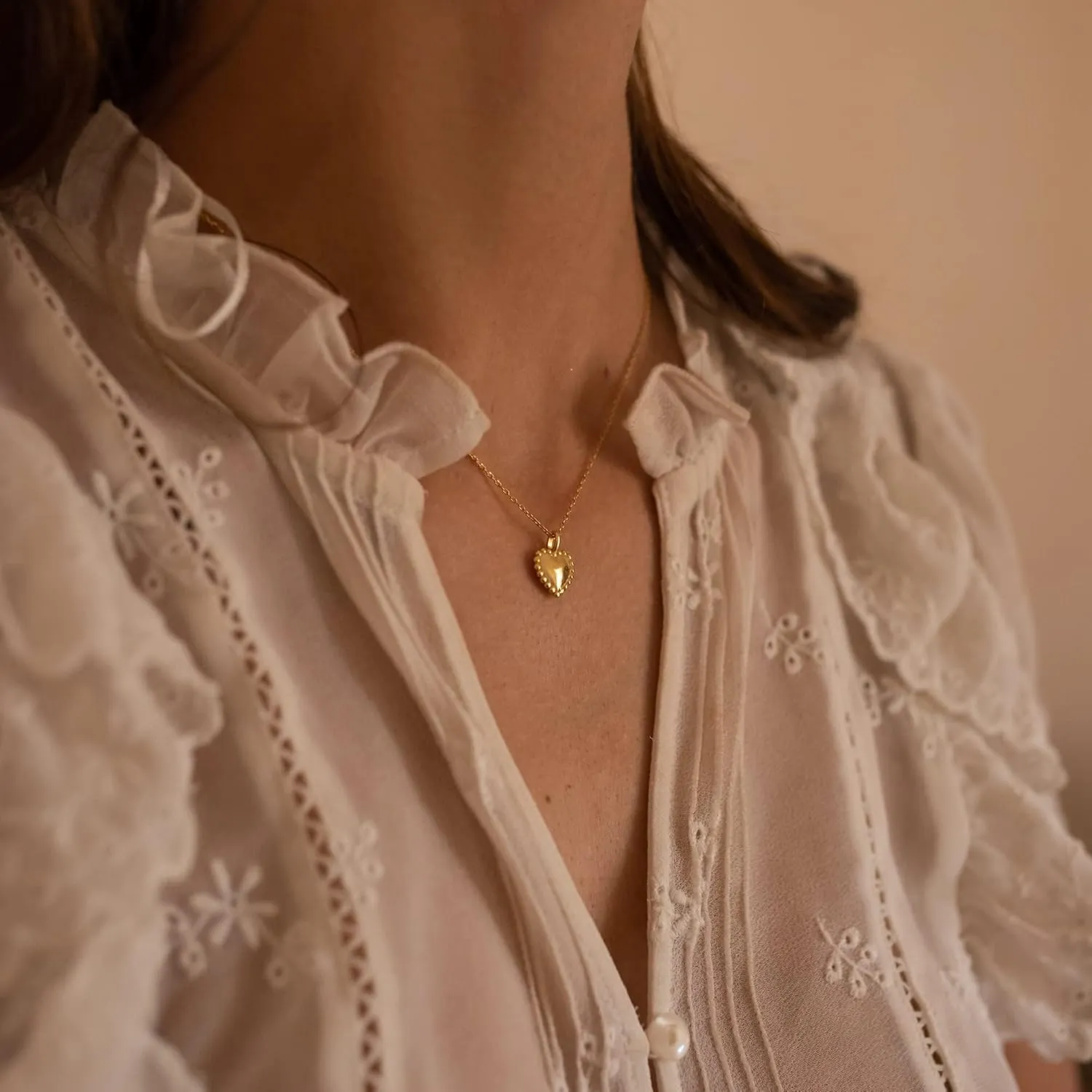 Heart Necklace for Women 14k gold Plated Tiny Heart Pendant Necklace Dainty Small Cubic Zirconia Open Flower Heart Cute choker necklace Minimalist Jewelry Necklace Gifts