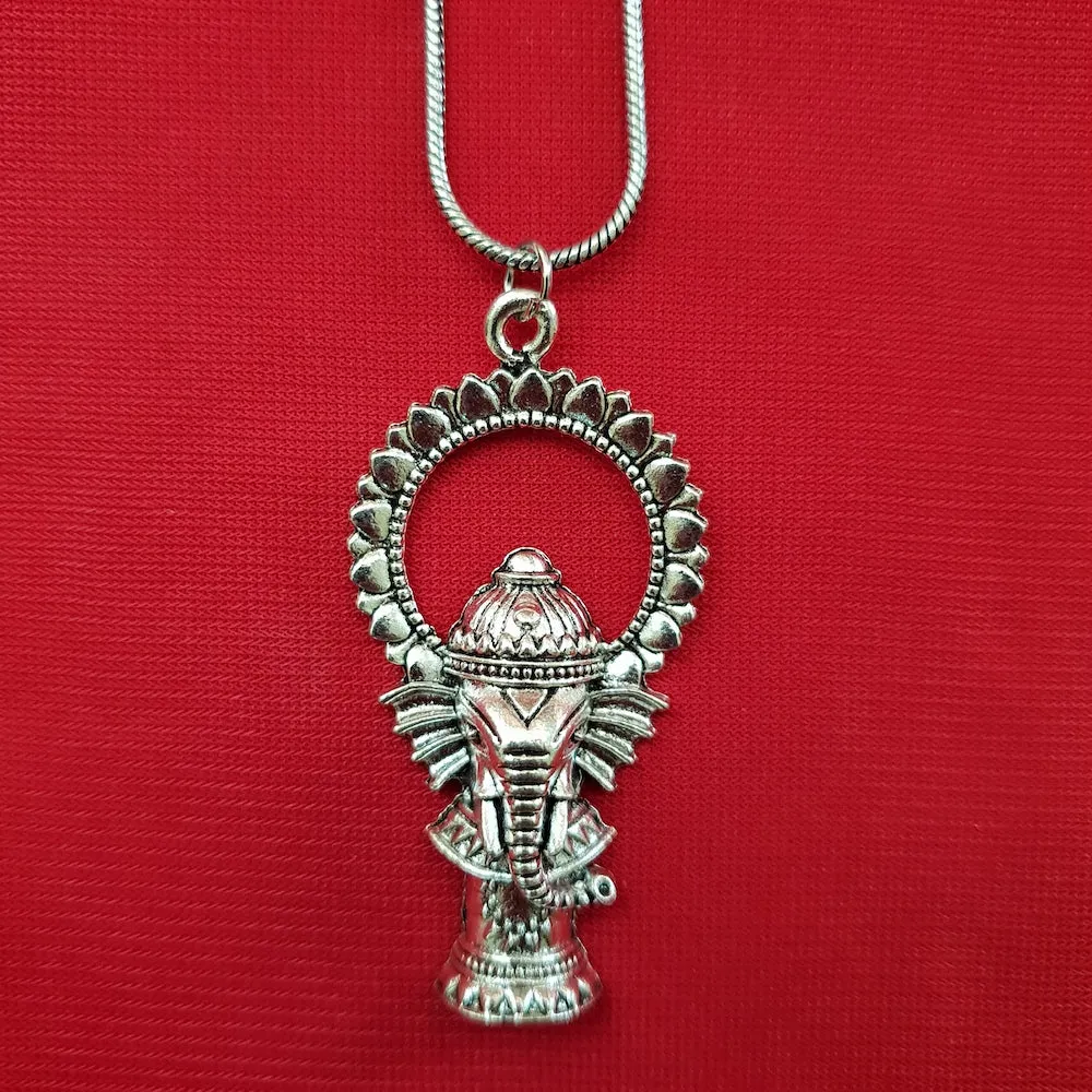 Imeora Silver Tone Ganpati Pendant With 19 inch Chain