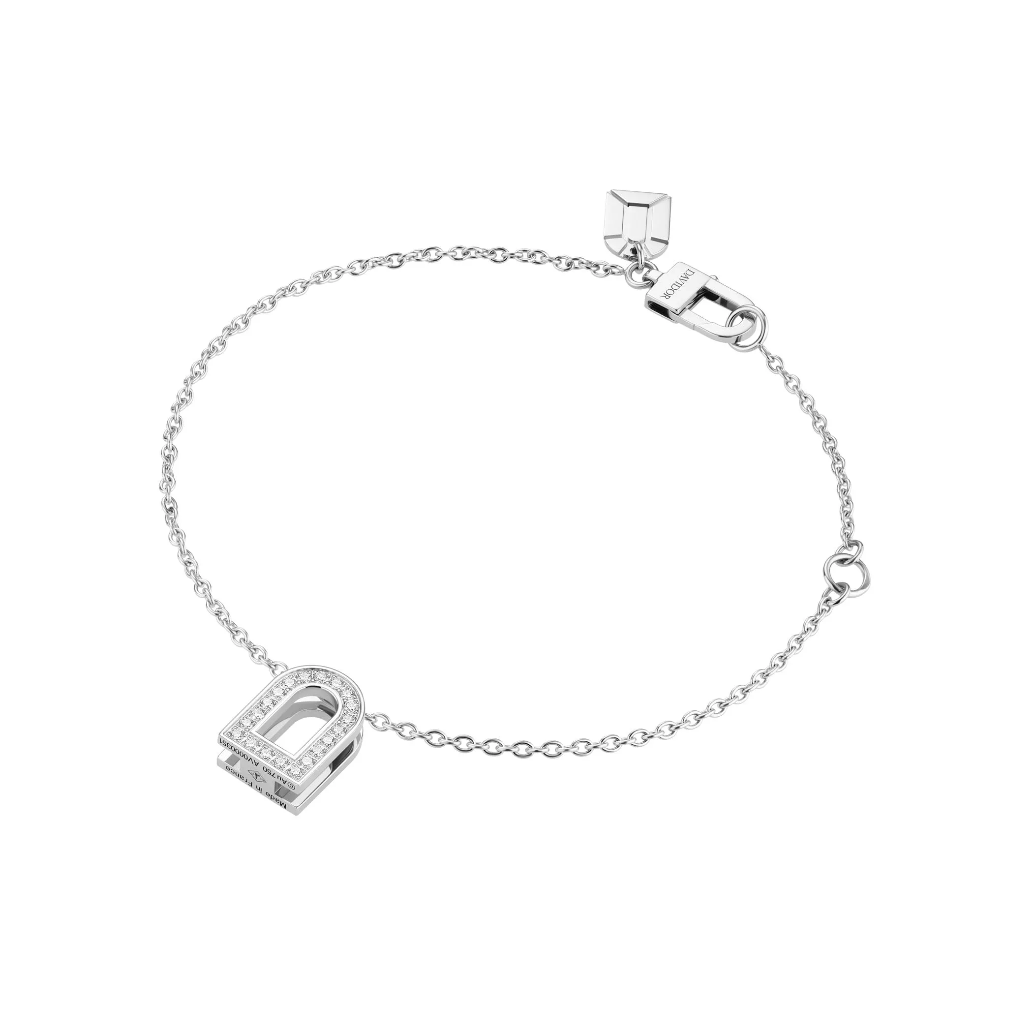L'Arc Voyage Charm PM Chain Bracelet, 18k White Gold with Galerie Diamonds