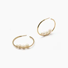 Large Pearl Hoops