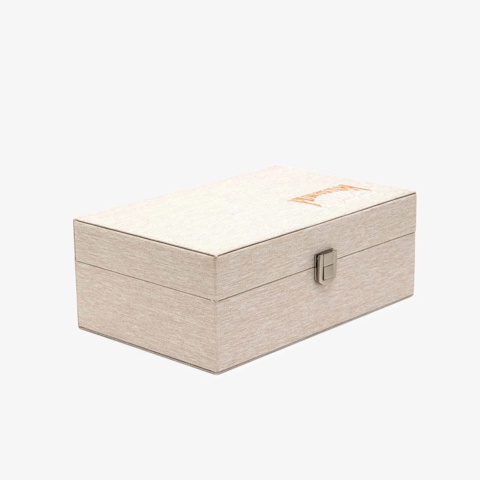 Elegant Linen and Leather Jewelry Box - Perfect for Organized Storage and Timeless Style