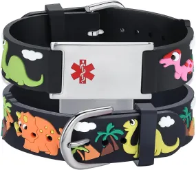 LinnaLove Medical Alert Bracelets Cartoon Emergency ID bracelets with Engraved