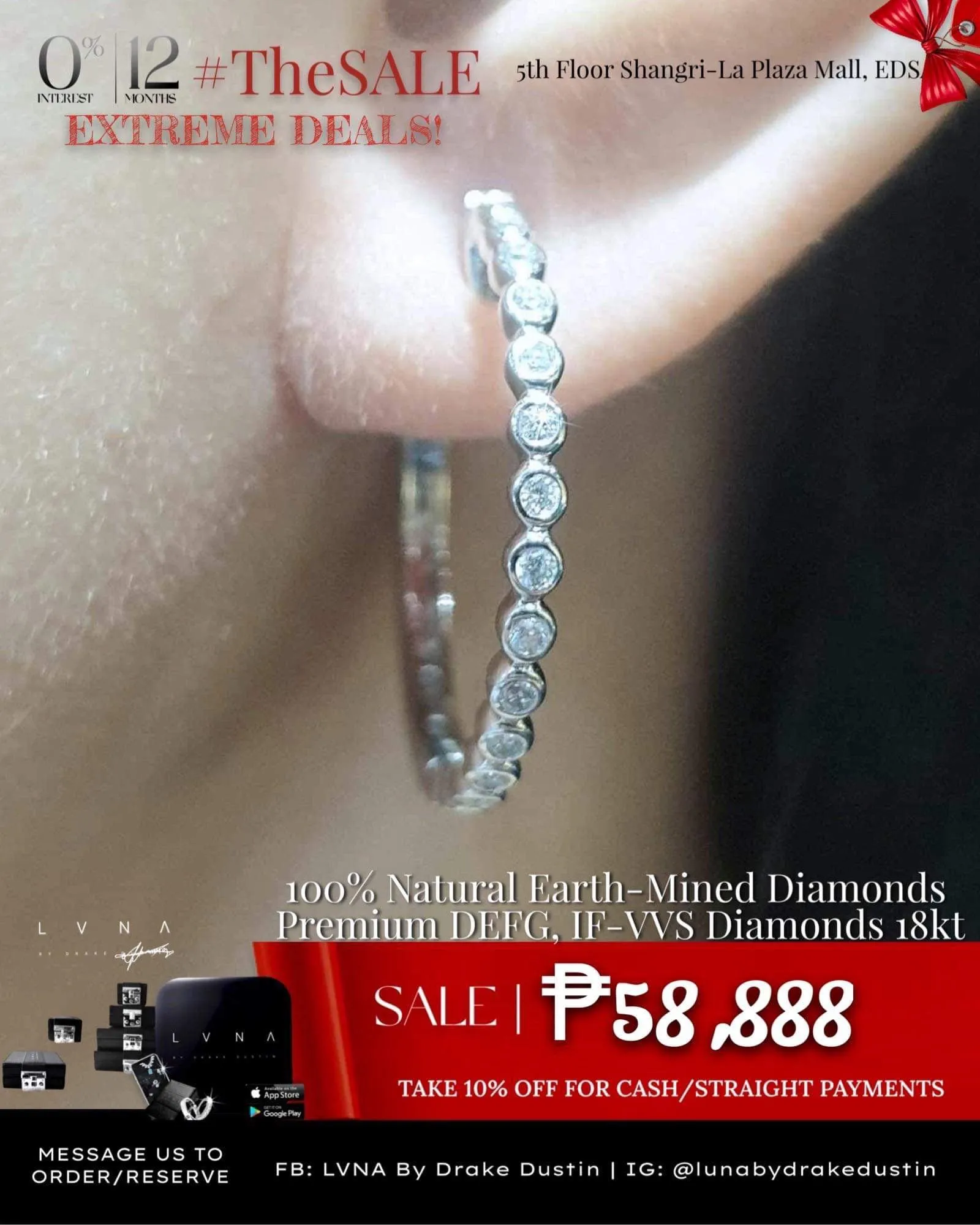 #LVNA2024 | Bezel Setting Hoop Diamond Earrings 18kt