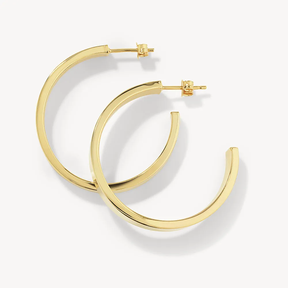 Maxi Flat Hoop Earrings in Gold