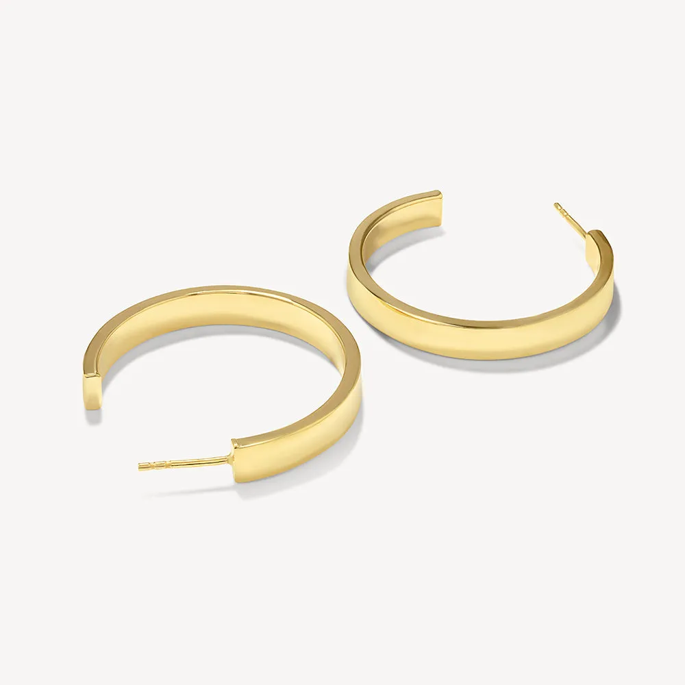 Maxi Flat Hoop Earrings in Gold