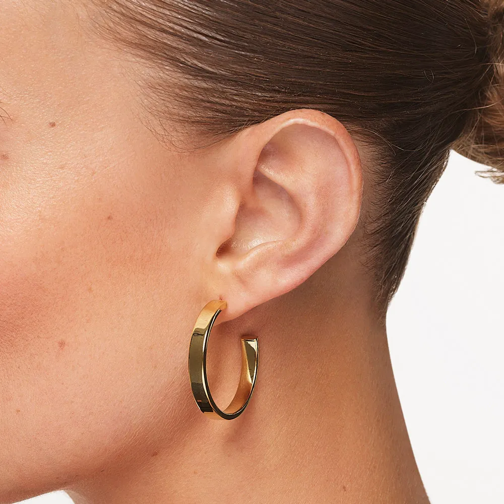 Maxi Flat Hoop Earrings in Gold