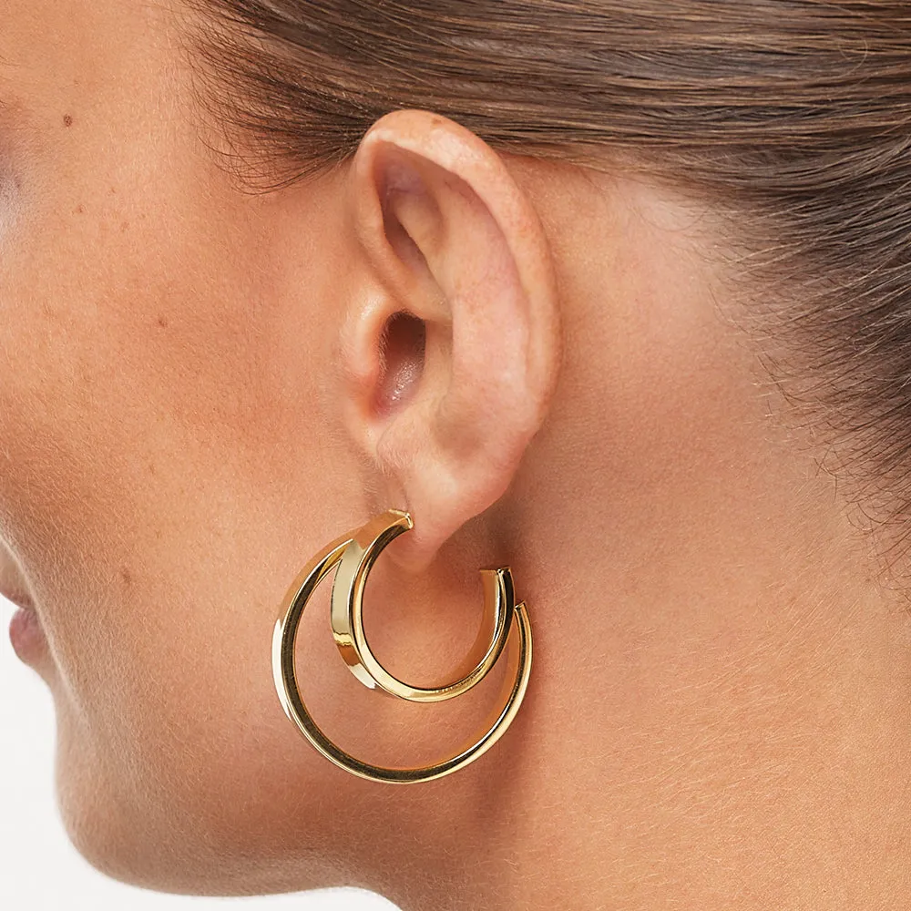 Maxi Flat Hoop Earrings in Gold