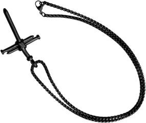 Men Cross Pendant Necklace Punk Style Cross Necklace with Electroplated Chain Unique Decorative Pendant for Men