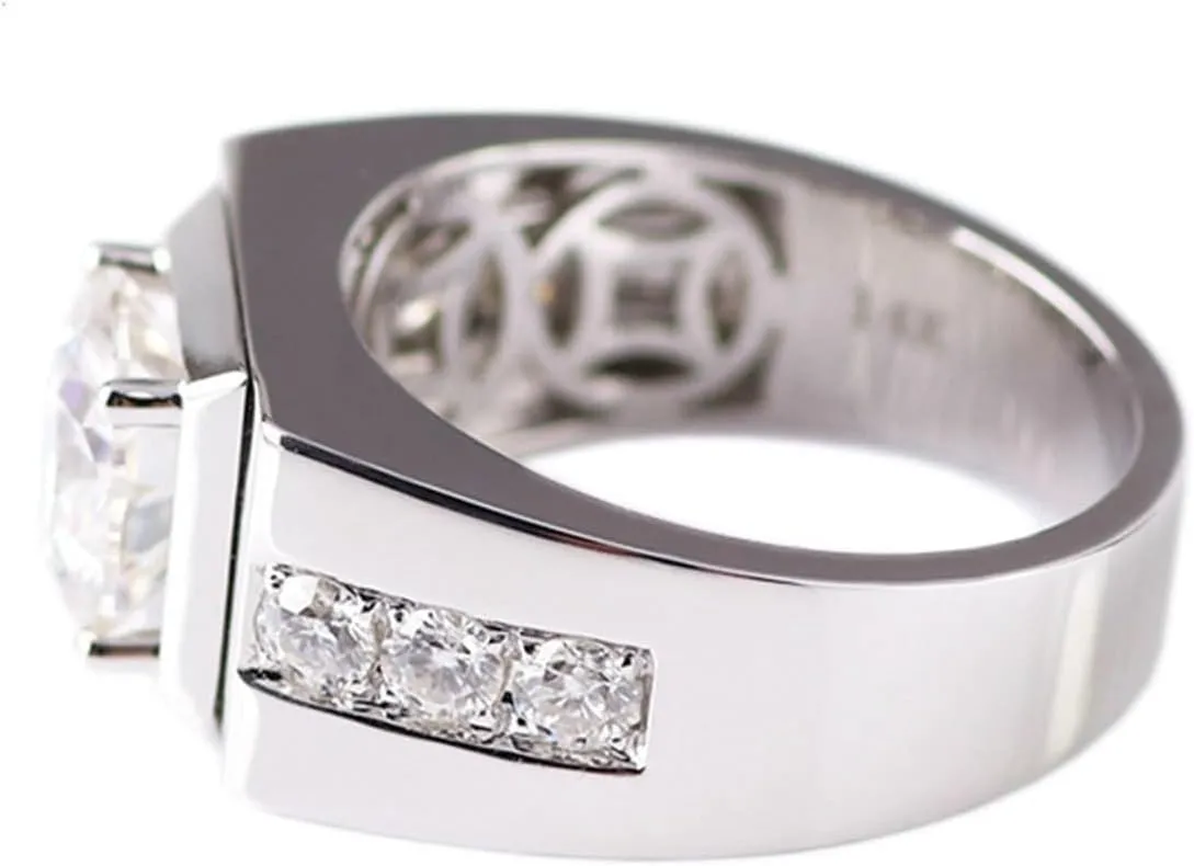 Men Wedding Bands, Silver Wedding Bands 1CT White Round Moissanite for Women Anniversary Engagement Rings Women