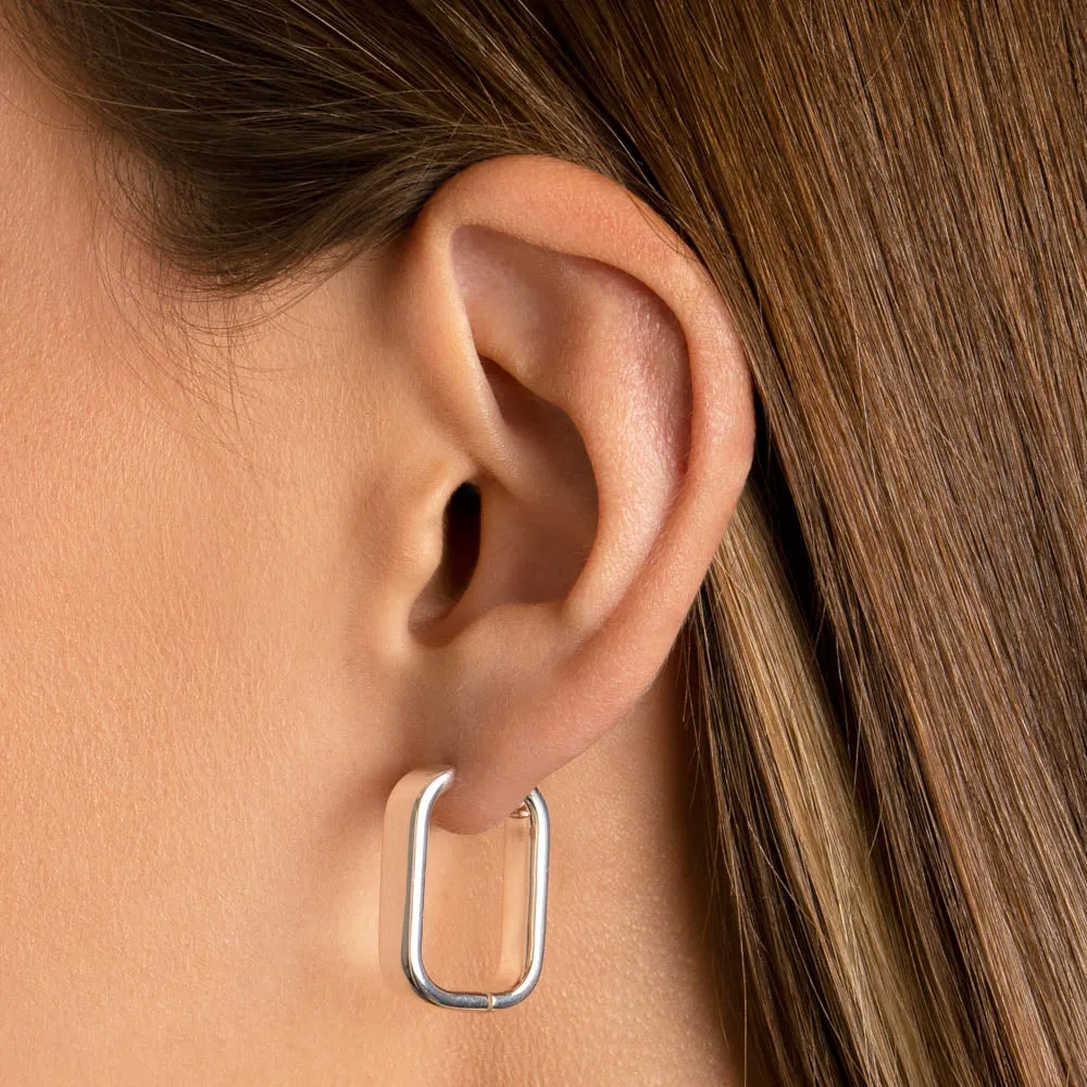 Midi Chunky Paperclip Earrings in Silver