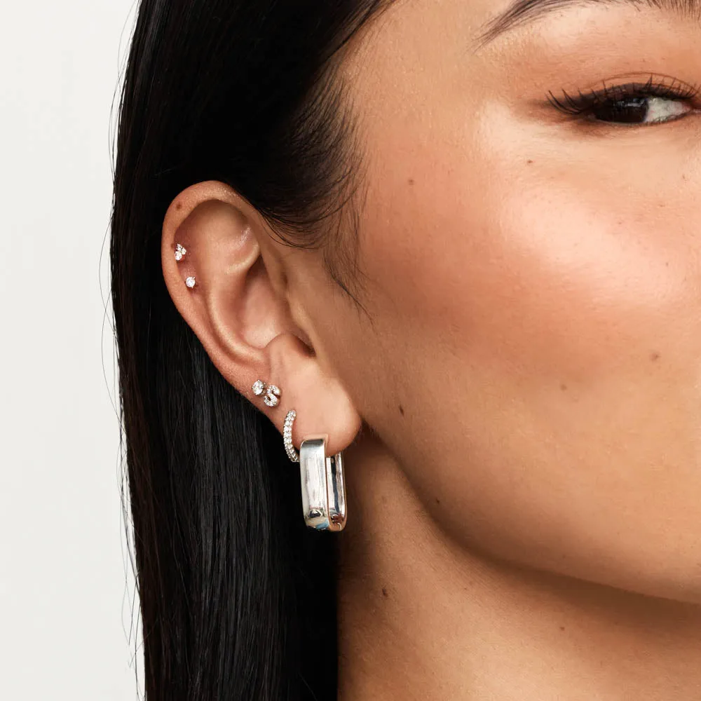 Midi Chunky Paperclip Earrings in Silver