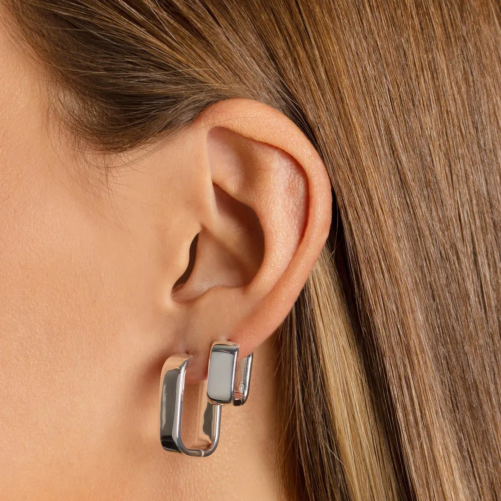 Midi Chunky Paperclip Earrings in Silver