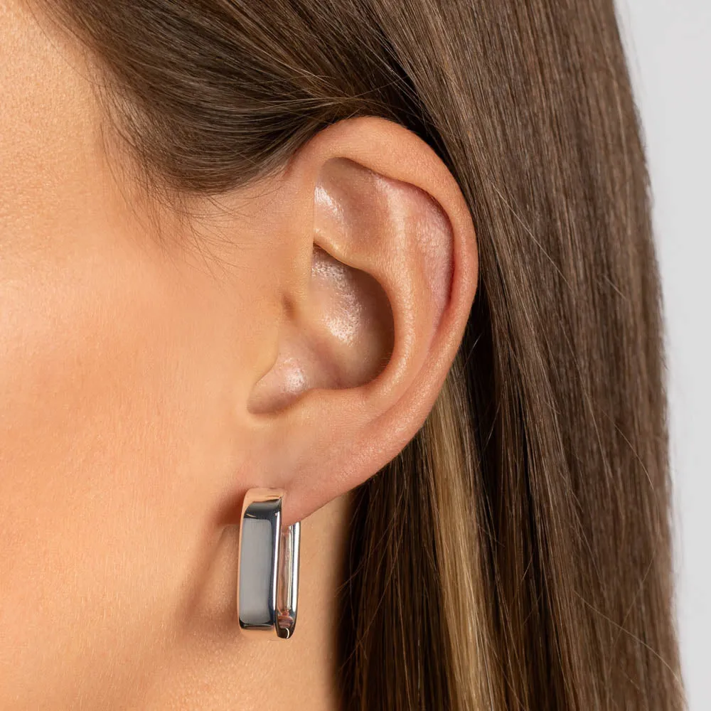 Midi Chunky Paperclip Earrings in Silver