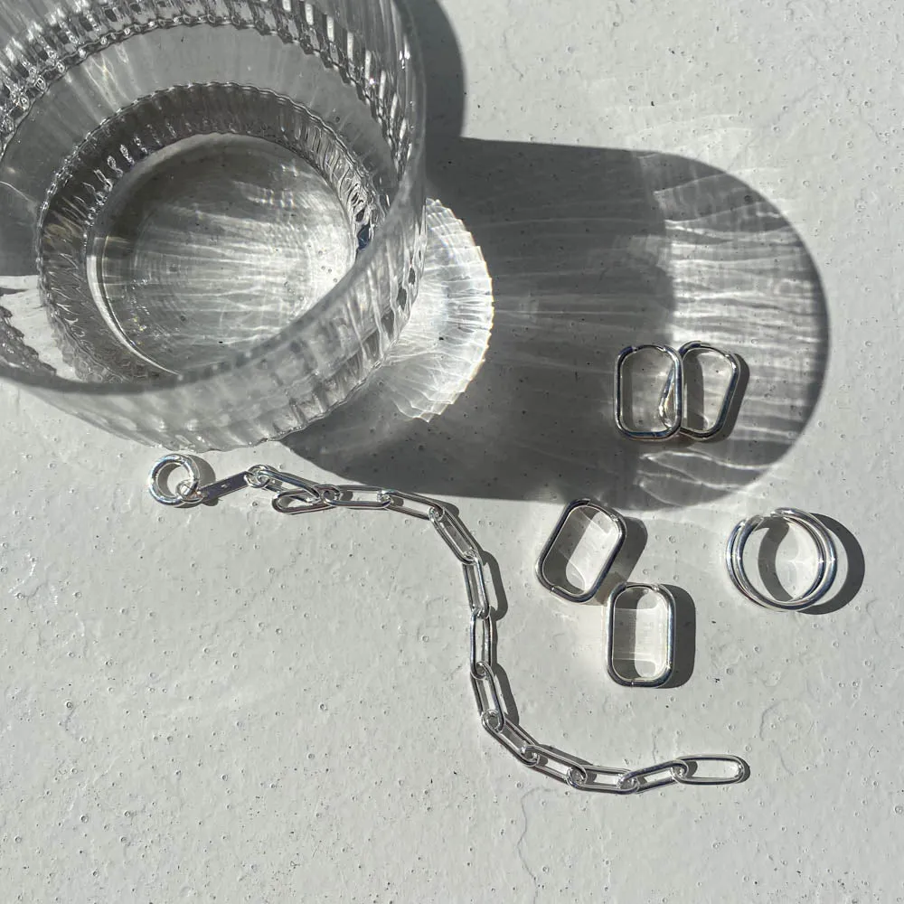 Midi Chunky Paperclip Earrings in Silver