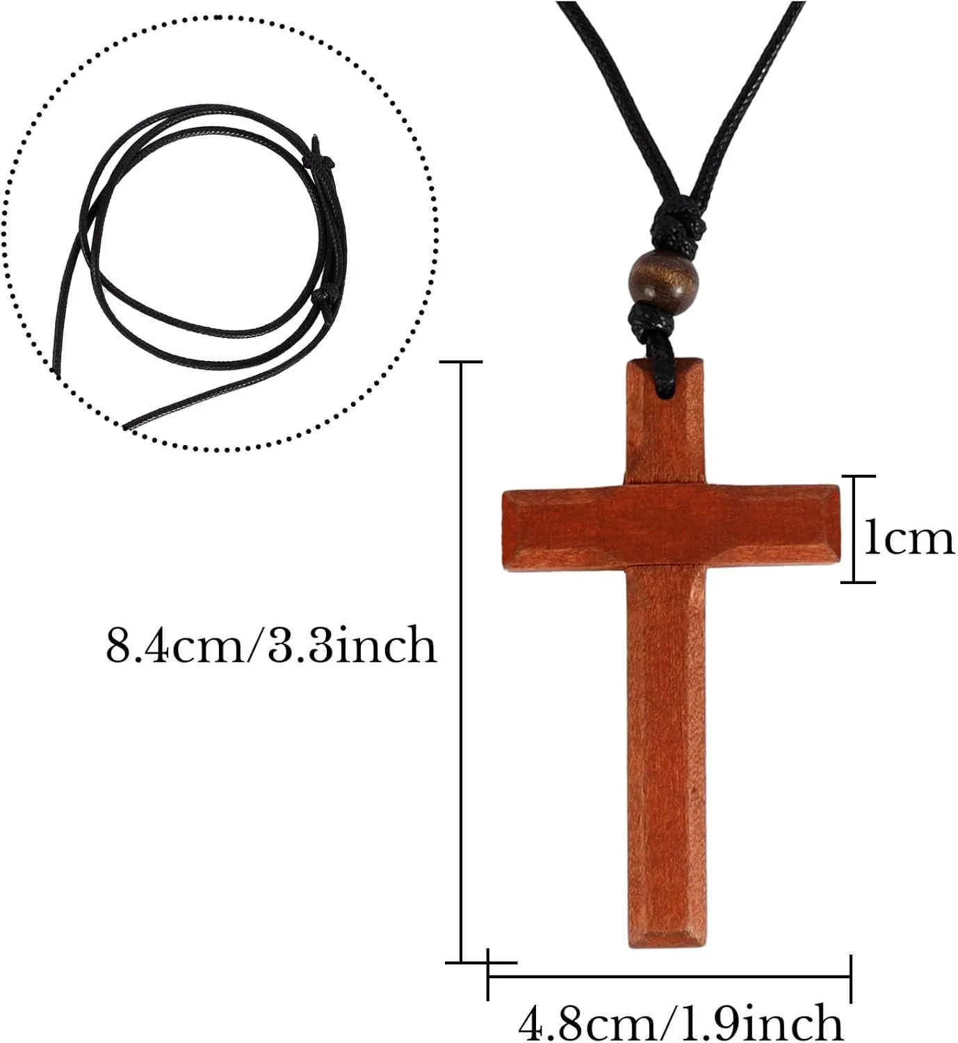 MILAKOO Natural Wood Cross Pendant Necklace for Men Women Car Mirror Charms Pendant Religious Gift