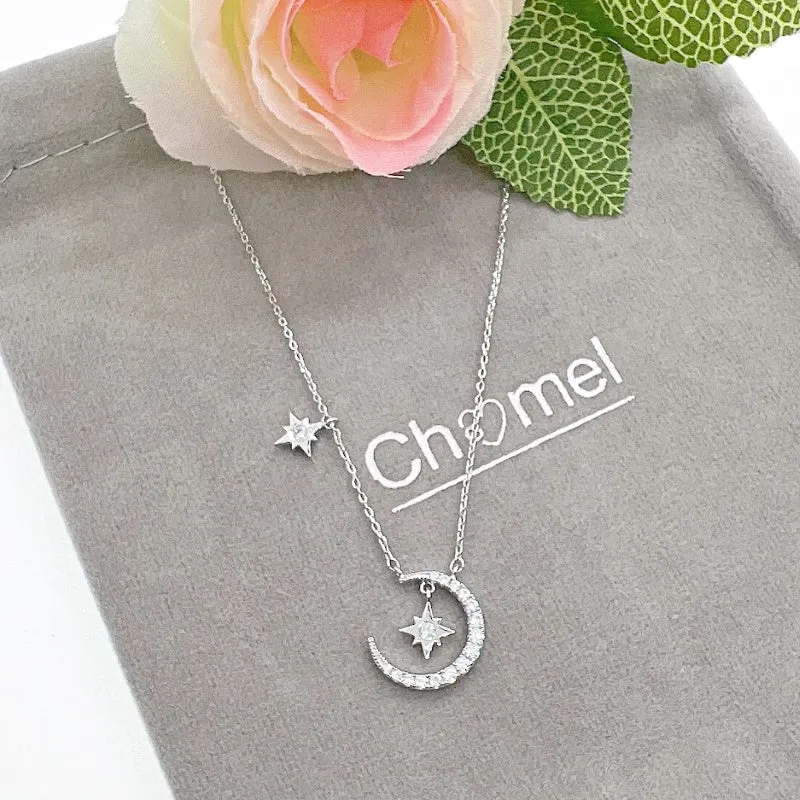 Moon & Star Cubic Zirconia Necklace