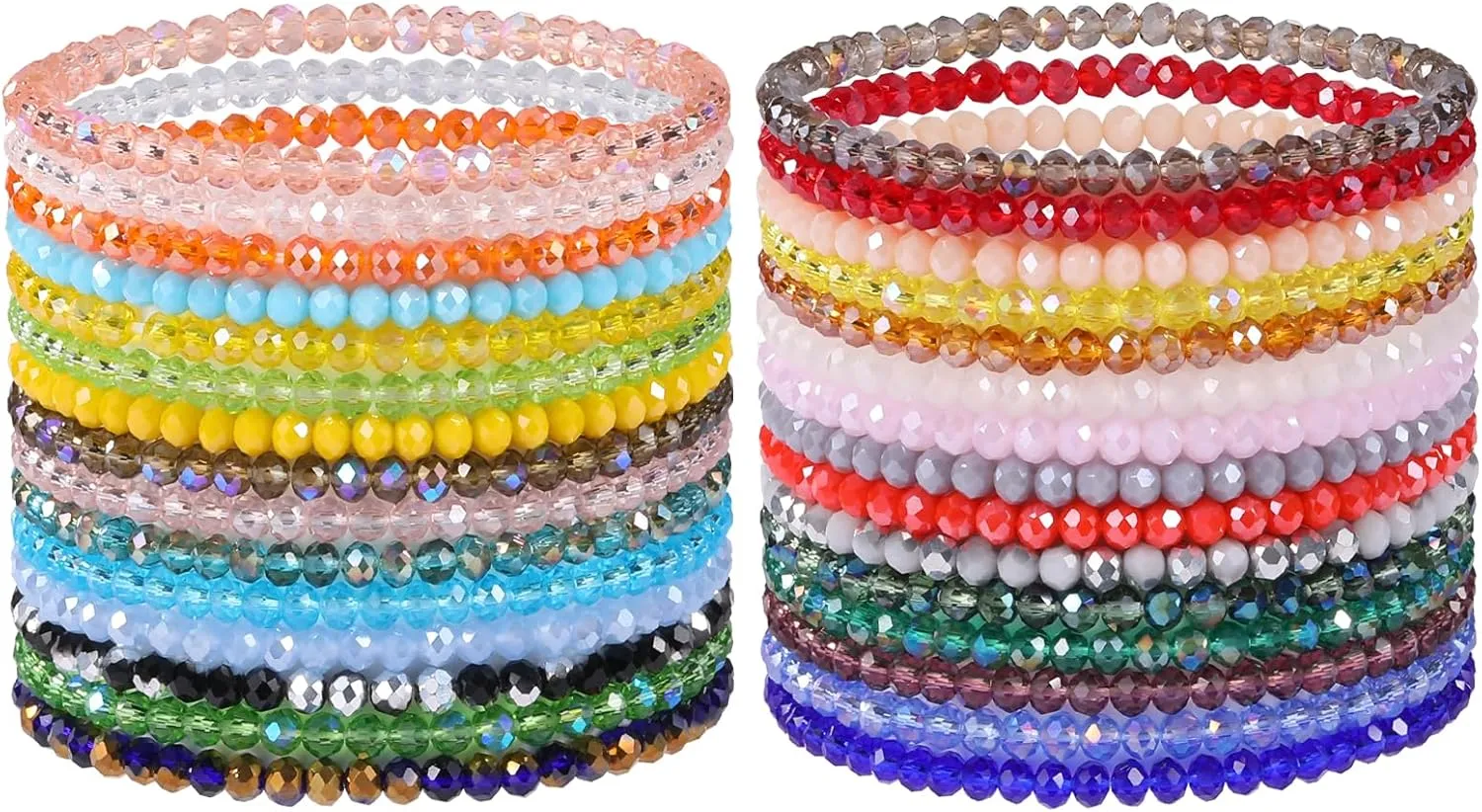 Ornaland 30 Pcs Beaded Bracelets Surfer Stretch Bracelets Set Colorful Glass Beads Bracelets Stackable Boho Bracelets Beach Friendship Bracelets Wrist Jewelry for Women