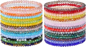 Ornaland 30 Pcs Beaded Bracelets Surfer Stretch Bracelets Set Colorful Glass Beads Bracelets Stackable Boho Bracelets Beach Friendship Bracelets Wrist Jewelry for Women