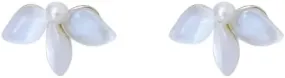 Pearl earrings for women 925 Sterling Silver Needle Pearl Shell Flower Stud Earrings for Women Minimalist Jewelry Plant Accessories-T37