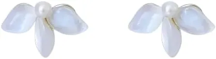 Pearl earrings for women 925 Sterling Silver Needle Pearl Shell Flower Stud Earrings for Women Minimalist Jewelry Plant Accessories-T37