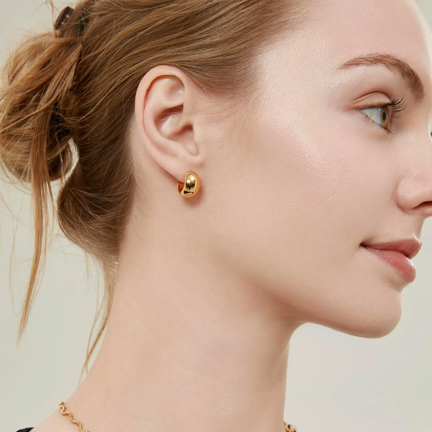 Pearl Earrings For Women, Pearls Drop Earrings, 14K Plated Gold Hoop Earrings, Wedding Jewelry Gifts for Women Girls, Handmade Jewelry for Women, Elegant White Pearl Earrings, Trendy Small Elegant