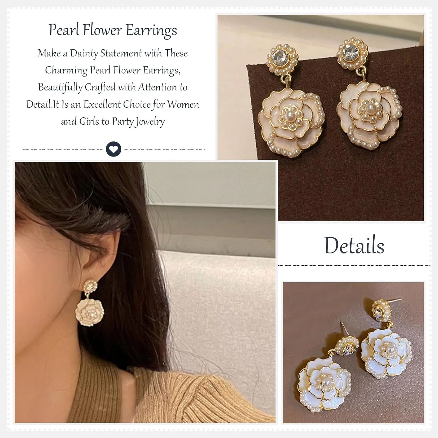 Pearl Flower Earrings for Women Tulip Earrings Elegant Statement Jewelry Trendy Spring Floral Dangle Accessories Lightweight Comfortable Gift