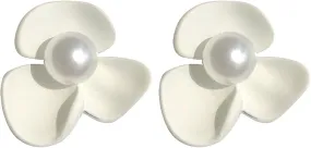 Pearl Flower Earrings Unique Freshwater Pearl Flower Earrings for Ears Elegant Wildflower Handmade Minimalist Personalized Gift Valentines Day Elegant Earrings Jewelry for Women